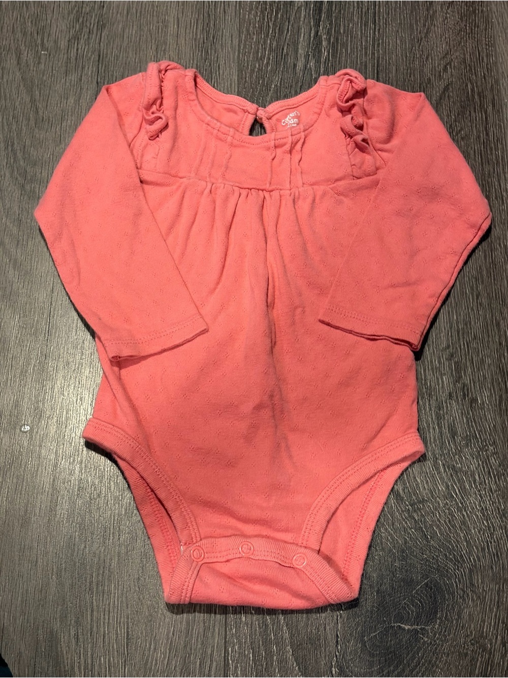 Carter's Girls Size 18m Coral Pink Long-Sleeve Baby Bodysuit